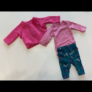 3 piece baby girl matching set - size newborn